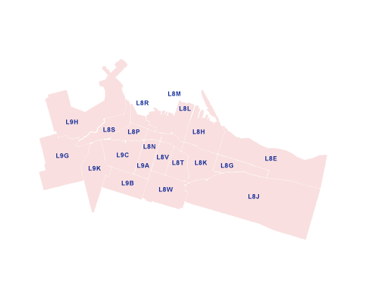 Hamilton Ontario Postal Code Map Fsa Codes By Central Ontario - Moving Tools – Topmoving.ca