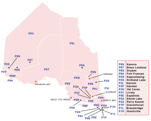Fsa Postal Code Map Ontario Fsa Codes By Northern Ontario - Moving Tools – Topmoving.ca
