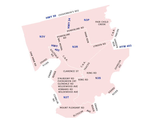 Kitchener Postal Code Map Fsa Codes By Southwestern Ontario - Moving Tools – Topmoving.ca