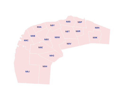 Windsor Postal Code Map Fsa Codes By Southwestern Ontario - Moving Tools – Topmoving.ca